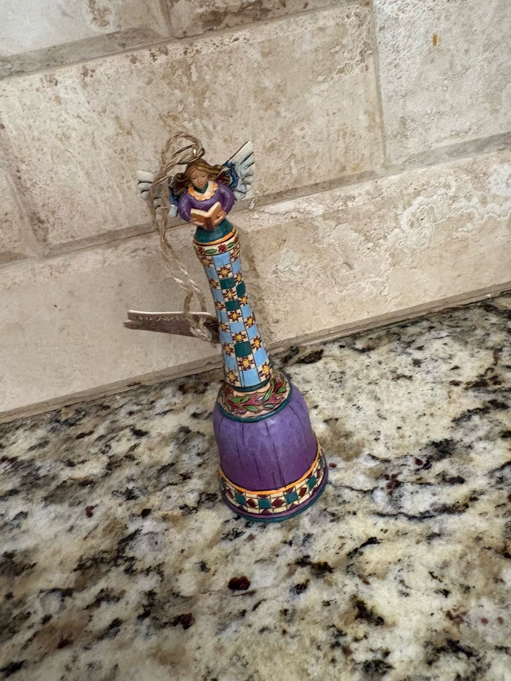 Enesco Purple and Blue Angel Bell Figurine